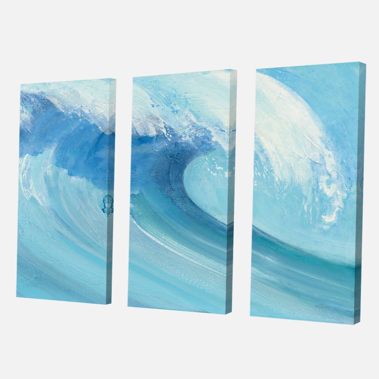 Designart - Ocean Wave Handpainted with White Foam - Beach Canvas Art